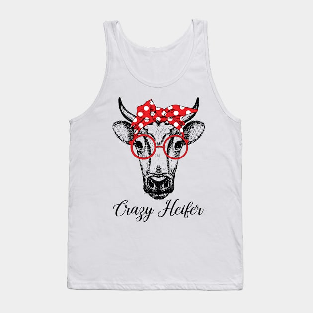 Crazy Heifer Cow Bandana Tank Top by LotusTee